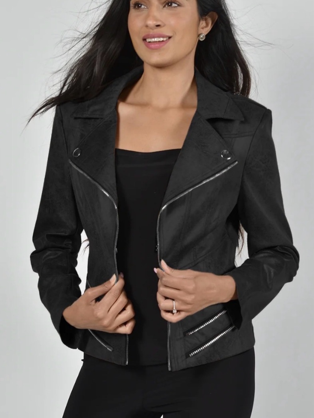 Frank Lyman Design Black Moto-Style Jacket